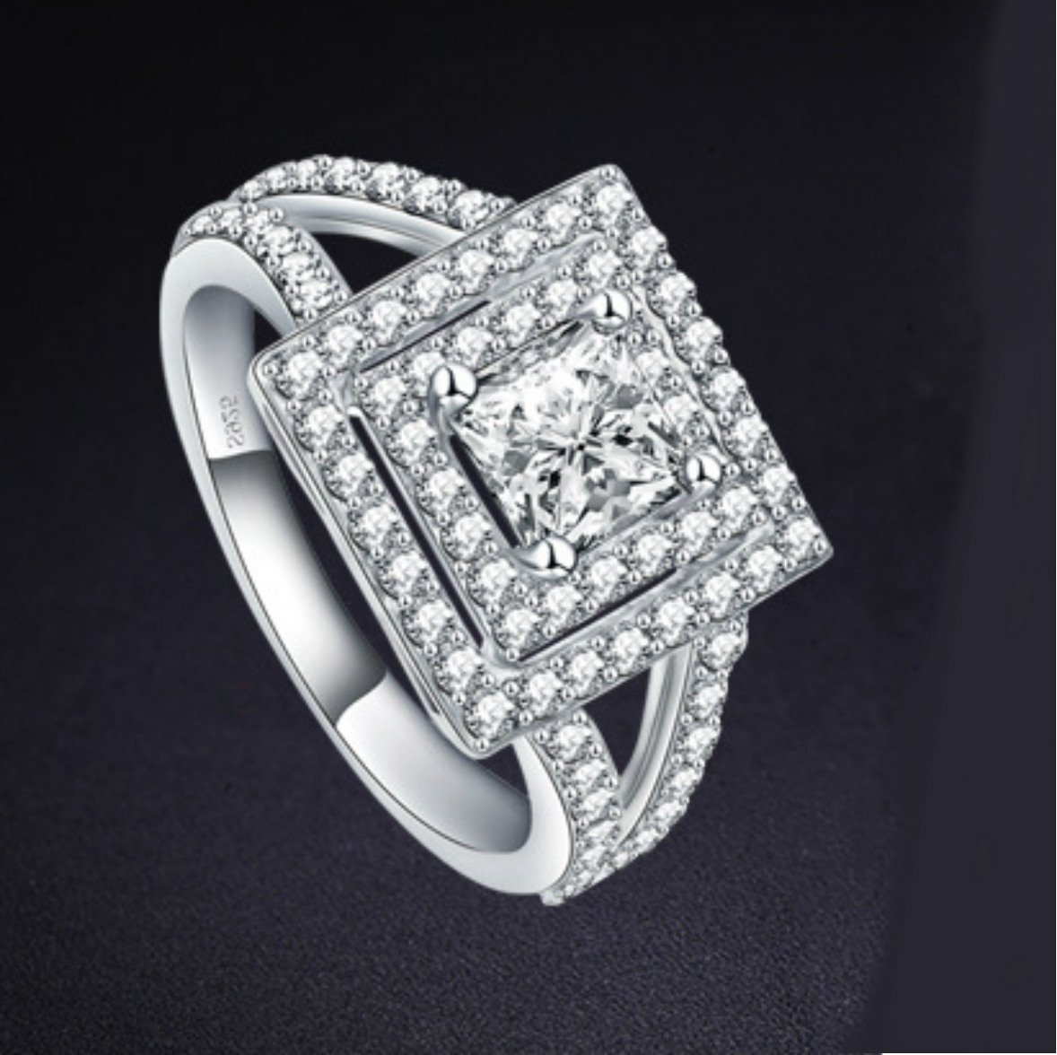 asscher cut diamond engagement rings 925 silver sterling asscher cut royal halo diamond engagement ring asscher cut diamond engagement rings 925 silver sterling asscher cut royal halo diamond engagement ring