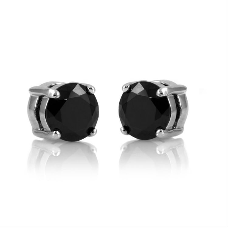 Black 6mm Stainless Steel Cz Men Magnetic Stud Earrings Me 066