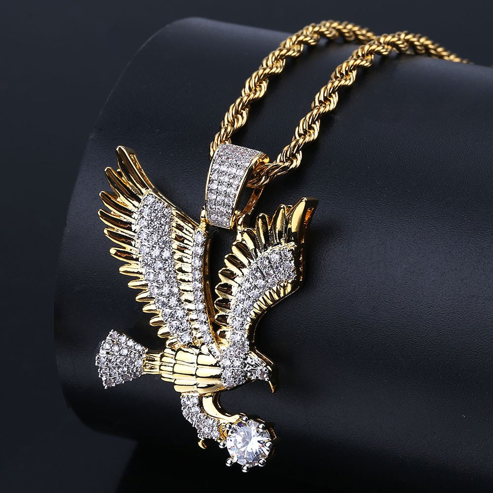 Ice Out 2d Hawk Pendant With Rope Chain Ani 003 Mandilax Home